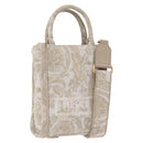 VERSACE Barocco Thena Mini Tote Bag Canvas 2way Beige Gold Tone Auth BA14680V-1