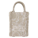 VERSACE Barocco Thena Mini Tote Bag Canvas 2way Beige Gold Tone Auth BA14680V-2