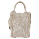VERSACE Barocco Thena Mini Tote Bag Canvas 2way Beige Gold Tone Auth BA14680V-3