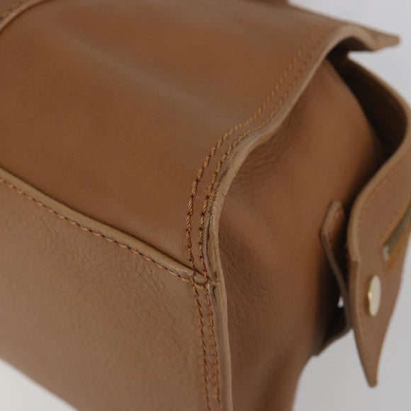 CELINE Hand Bag Leather Brown Gold Tone Auth BA14681V