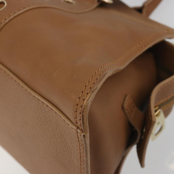 CELINE Hand Bag Leather Brown Gold Tone Auth BA14681V