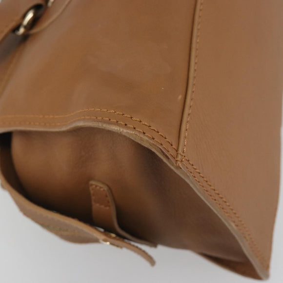 CELINE Hand Bag Leather Brown Gold Tone Auth BA14681V