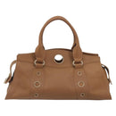CELINE Hand Bag Leather Brown Gold Tone Auth BA14681V-13