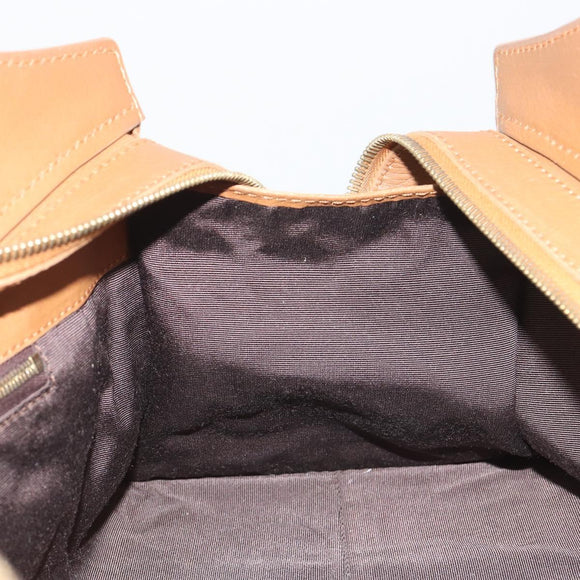 CELINE Hand Bag Leather Brown Gold Tone Auth BA14681V