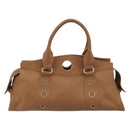 CELINE Hand Bag Leather Brown Gold Tone Auth BA14681V-2