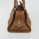 CELINE Hand Bag Leather Brown Gold Tone Auth BA14681V-3