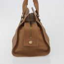 CELINE Hand Bag Leather Brown Gold Tone Auth BA14681V-4