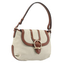 Salvatore Ferragamo Gancini Shoulder Bag Leather White Gold Tone Auth BA14684-1