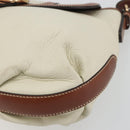 Salvatore Ferragamo Gancini Shoulder Bag Leather White Gold Tone Auth BA14684-10
