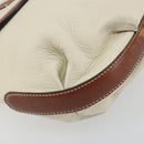 Salvatore Ferragamo Gancini Shoulder Bag Leather White Gold Tone Auth BA14684-11