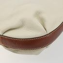 Salvatore Ferragamo Gancini Shoulder Bag Leather White Gold Tone Auth BA14684-12