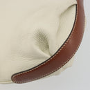 Salvatore Ferragamo Gancini Shoulder Bag Leather White Gold Tone Auth BA14684-13