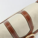Salvatore Ferragamo Gancini Shoulder Bag Leather White Gold Tone Auth BA14684-14