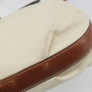 Salvatore Ferragamo Gancini Shoulder Bag Leather White Gold Tone Auth BA14684-16