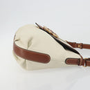 Salvatore Ferragamo Gancini Shoulder Bag Leather White Gold Tone Auth BA14684-4