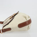 Salvatore Ferragamo Gancini Shoulder Bag Leather White Gold Tone Auth BA14684-5
