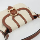 Salvatore Ferragamo Gancini Shoulder Bag Leather White Gold Tone Auth BA14684-6