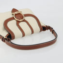 Salvatore Ferragamo Gancini Shoulder Bag Leather White Gold Tone Auth BA14684-7