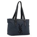SAINT LAURENT Kahala Tote Bag Canvas Black Silver 135485 Auth BA14685A-1