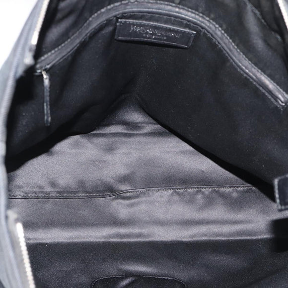 SAINT LAURENT Kahala Tote Bag Canvas Black Silver 135485 Auth BA14685A
