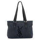 SAINT LAURENT Kahala Tote Bag Canvas Black Silver 135485 Auth BA14685A-2