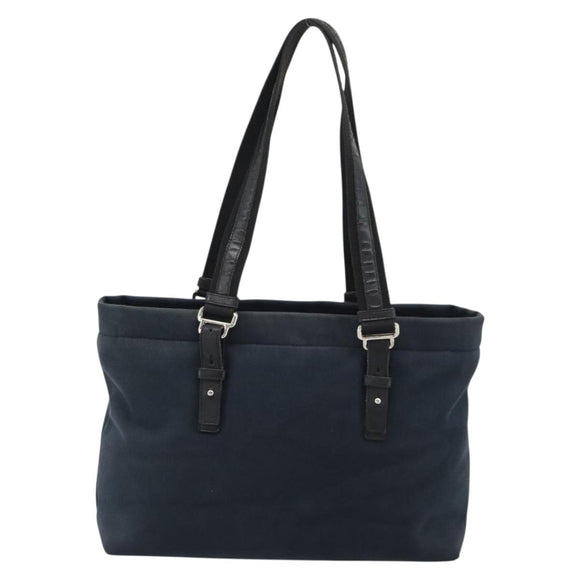 SAINT LAURENT Kahala Tote Bag Canvas Black Silver 135485 Auth BA14685A