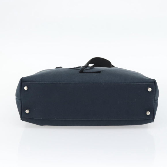 SAINT LAURENT Kahala Tote Bag Canvas Black Silver 135485 Auth BA14685A