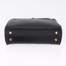 BALLY Hand Bag Leather 2way Black Gold Tone Auth BA14687A-11