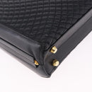 BALLY Hand Bag Leather 2way Black Gold Tone Auth BA14687A-14