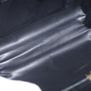 BALLY Hand Bag Leather 2way Black Gold Tone Auth BA14687A-18