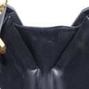 BALLY Hand Bag Leather 2way Black Gold Tone Auth BA14687A-19