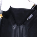 BALLY Hand Bag Leather 2way Black Gold Tone Auth BA14687A-20