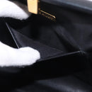 BALLY Hand Bag Leather 2way Black Gold Tone Auth BA14687A-21