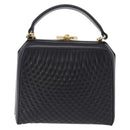BALLY Hand Bag Leather 2way Black Gold Tone Auth BA14687A-3