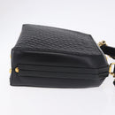 BALLY Hand Bag Leather 2way Black Gold Tone Auth BA14687A-4
