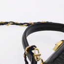 BALLY Hand Bag Leather 2way Black Gold Tone Auth BA14687A-8