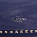 VALENTINO Studs Tote Bag Leather 2way Blue Gold Tone Auth BA14688-19