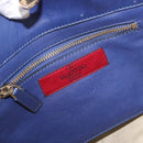 VALENTINO Studs Tote Bag Leather 2way Blue Gold Tone Auth BA14688-21
