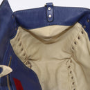 VALENTINO Studs Tote Bag Leather 2way Blue Gold Tone Auth BA14688-22