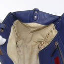 VALENTINO Studs Tote Bag Leather 2way Blue Gold Tone Auth BA14688-23