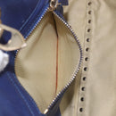 VALENTINO Studs Tote Bag Leather 2way Blue Gold Tone Auth BA14688-25