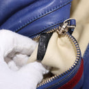 VALENTINO Studs Tote Bag Leather 2way Blue Gold Tone Auth BA14688-12
