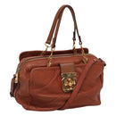 Chloe Elsie Hand Bag Leather 2way Brown Gold Auth BA1469-1