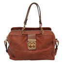 Chloe Elsie Hand Bag Leather 2way Brown Gold Auth BA1469-13