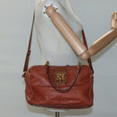 Chloe Elsie Hand Bag Leather 2way Brown Gold Auth BA1469-24