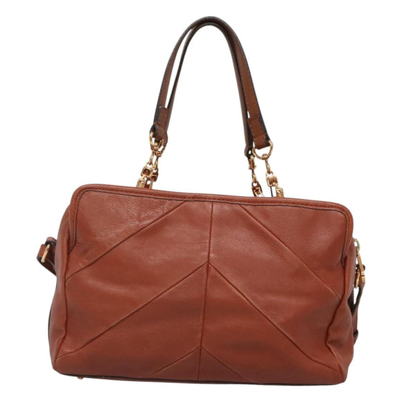 Chloe Elsie Hand Bag Leather 2way Brown Gold Auth BA1469