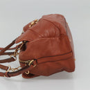 Chloe Elsie Hand Bag Leather 2way Brown Gold Auth BA1469-3