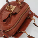 Chloe Elsie Hand Bag Leather 2way Brown Gold Auth BA1469-6