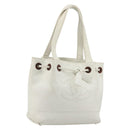 CHANEL Tote Bag Caviar Skin White Brown CC Auth BA14692-1