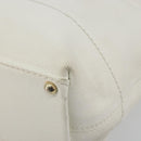CHANEL Tote Bag Caviar Skin White Brown CC Auth BA14692-8